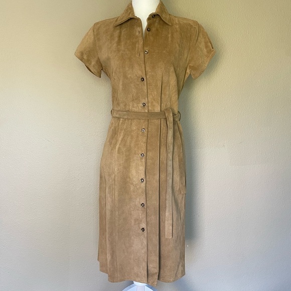 Vintage Banana Republic Suede Leather Button Up Dress - Picture 6 of 6